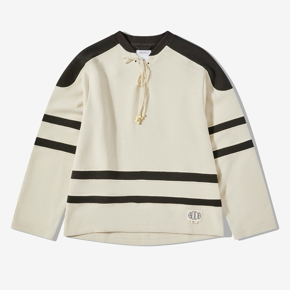 Nike x BODE Rec Lacing Knit Cream Brown Long Sleeve Shirt Size M NWT FJ0217-125