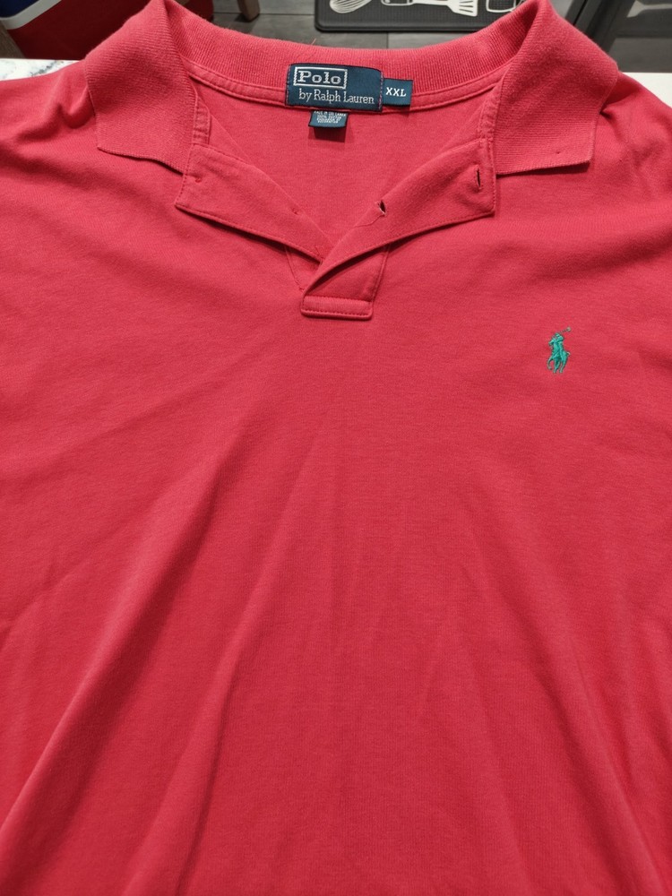 VTG Polo Ralph Lauren Mens XXL Red Cotton Polo Shirt Short Sleeve Classic
