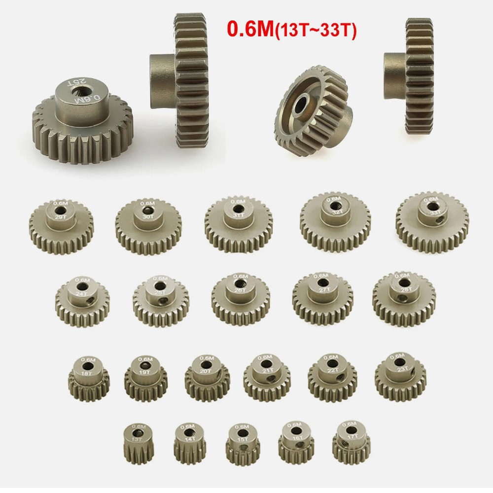 0.6 Module 13-33T Aluminum Motor/Pinion Gear 3.175MM Fit For 1/10 RC Model Car