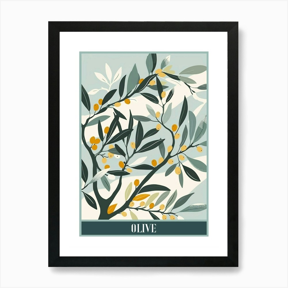 Olive Tree Flat Illustration 7 Post Framed Wall Art Poster Canvas Print Picture
