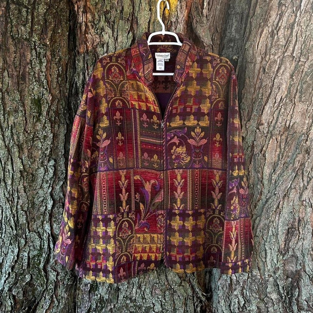 Fleur-De-Lis Patchwork Psychedelic Floral Tapestry Jacket