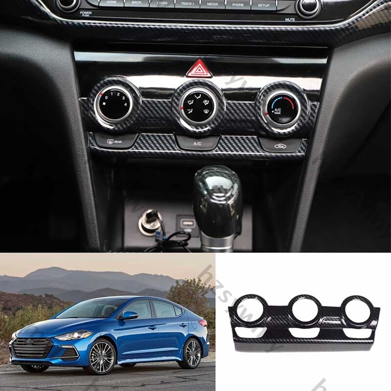 Carbon Fiber Center Console AC Switch Panel Trim For Hyundai Elantra 19-2020