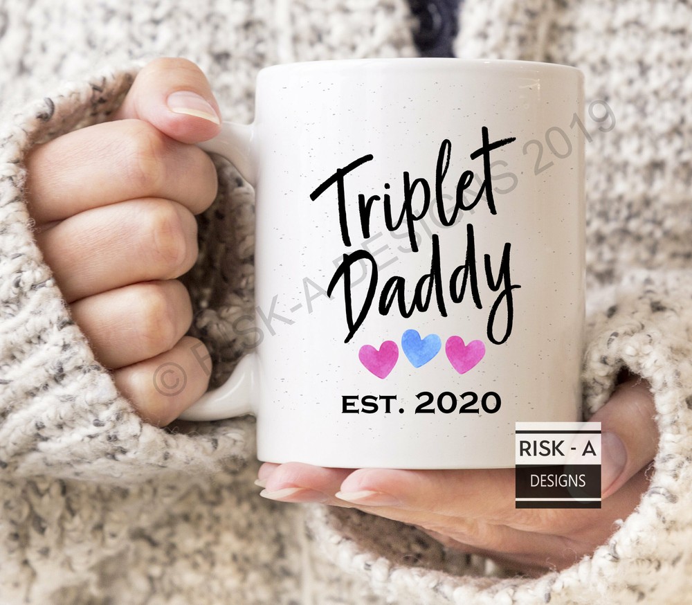Triplet Daddy Est 2020 Mug New Daddy Gift Triplet Daddy Birthday Dad Gift Mens