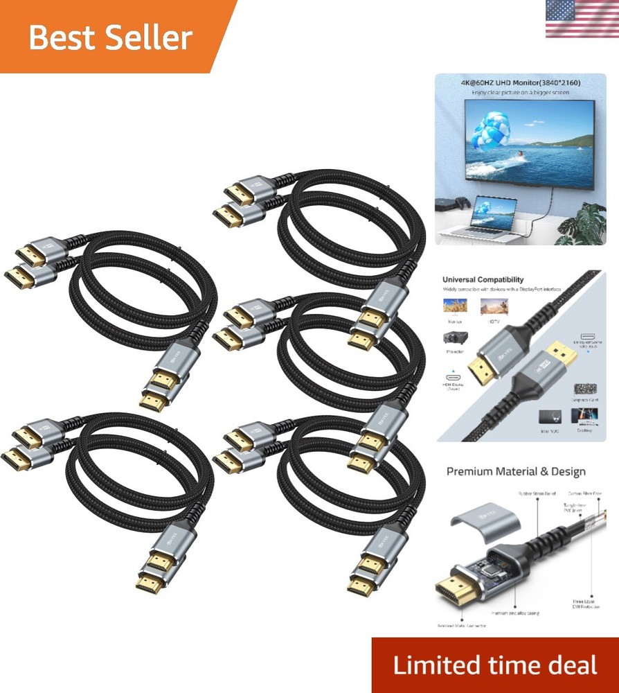 4K DisplayPort to HDMI Cable 6ft 10-Pack DP to HDMI Cord 6 Feet