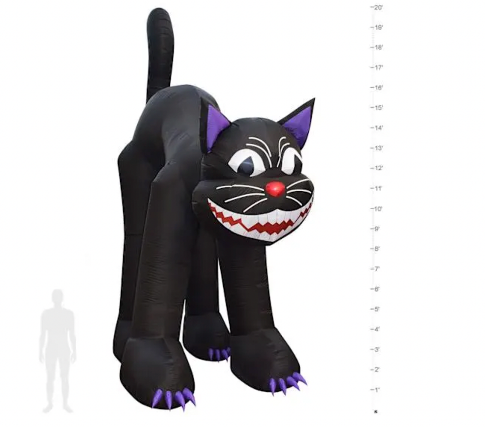 20ft Colossal Animated Head-Turning Black Cat Lighted Inflatable Yard Decoration