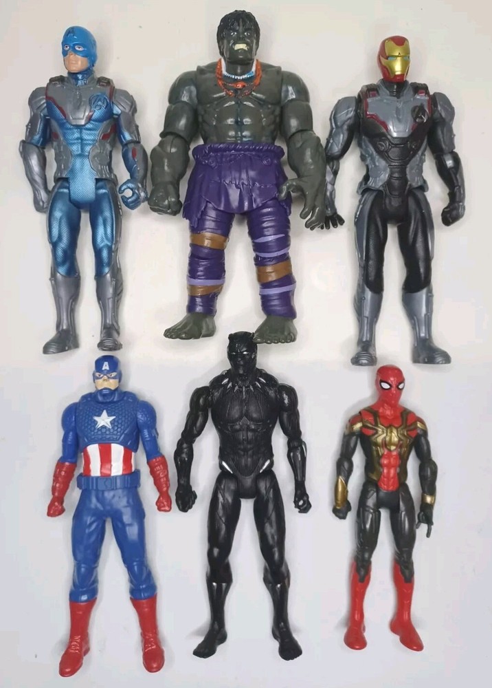 Marvel Gamerverse Hulk,Spiderman,Capt America,Black Panther Figure Lot Of 6