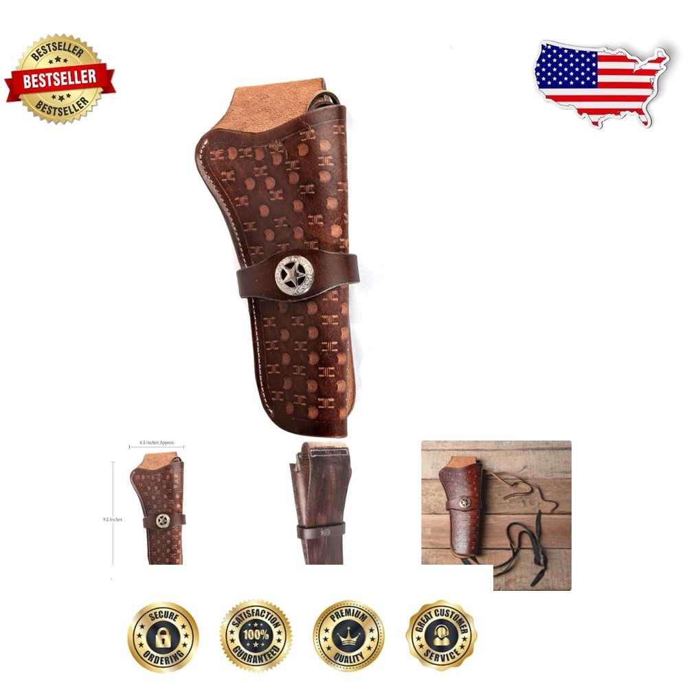 Durable Cowboy Leather Holster with Tie Down Strap for Easy Draw and Comfort