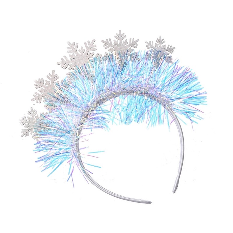 Snowflake Tinsel Headband for Adults Unisex Christmas Party Hair Hoop
