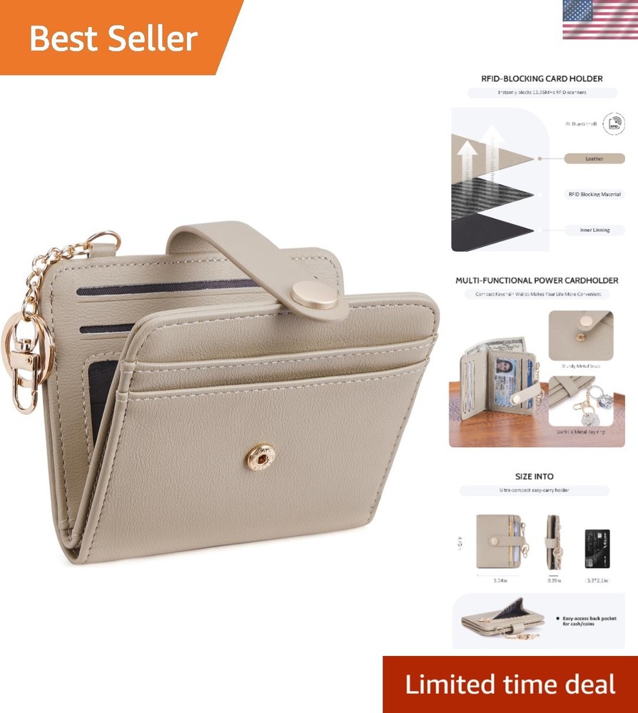 Slim RFID Bifold Wallet for Women with ID Window and Keychain – Ideal Gift
