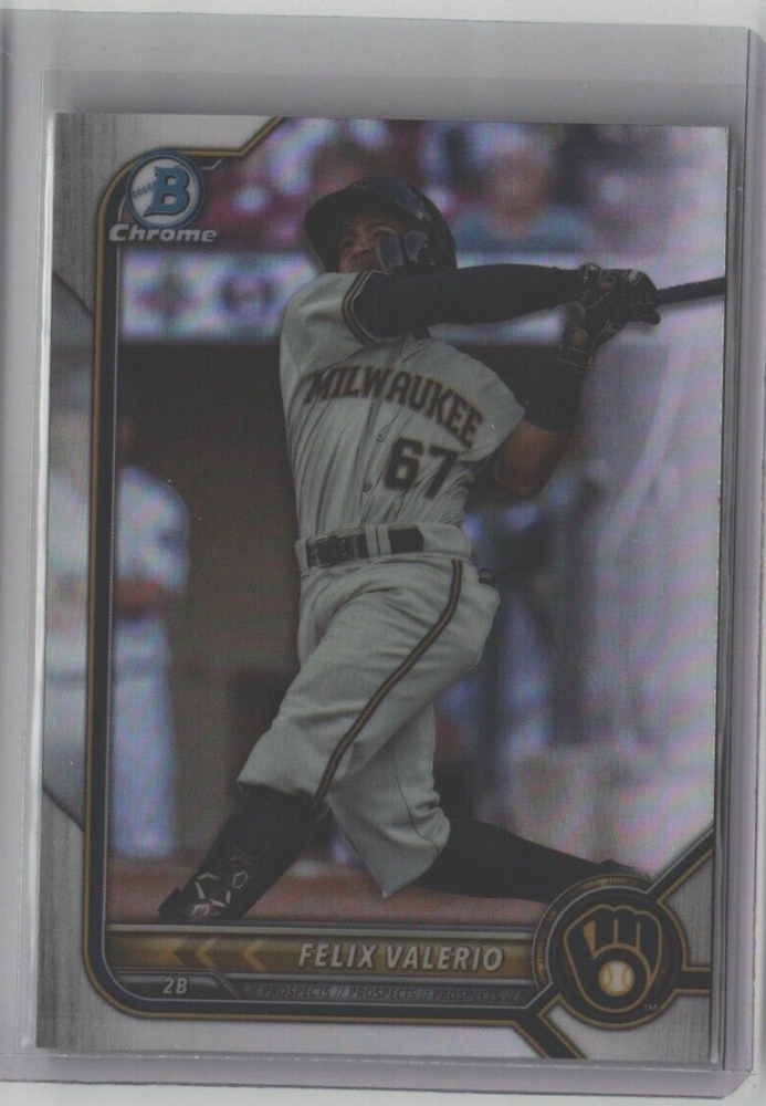 FELIX VALERIO ROOKIE BOWMAN CHROME REFRACTOR BDC-66 2022 MILWAUKEE BREWERS SHIP