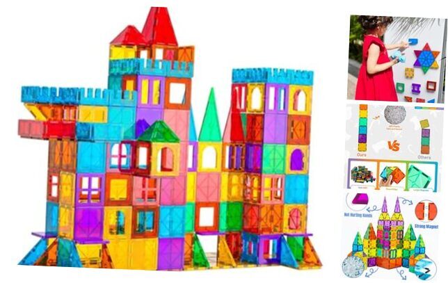 PCS Magnetic Tiles Building Blocks, 3D Magnet Blocks Construction 130