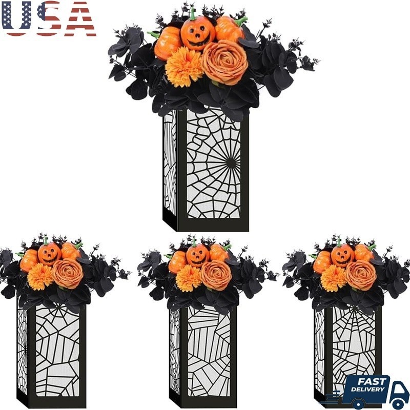 Halloween Spider Web Centerpieces 4pcs Paper Lanterns Table Decor Party Favors