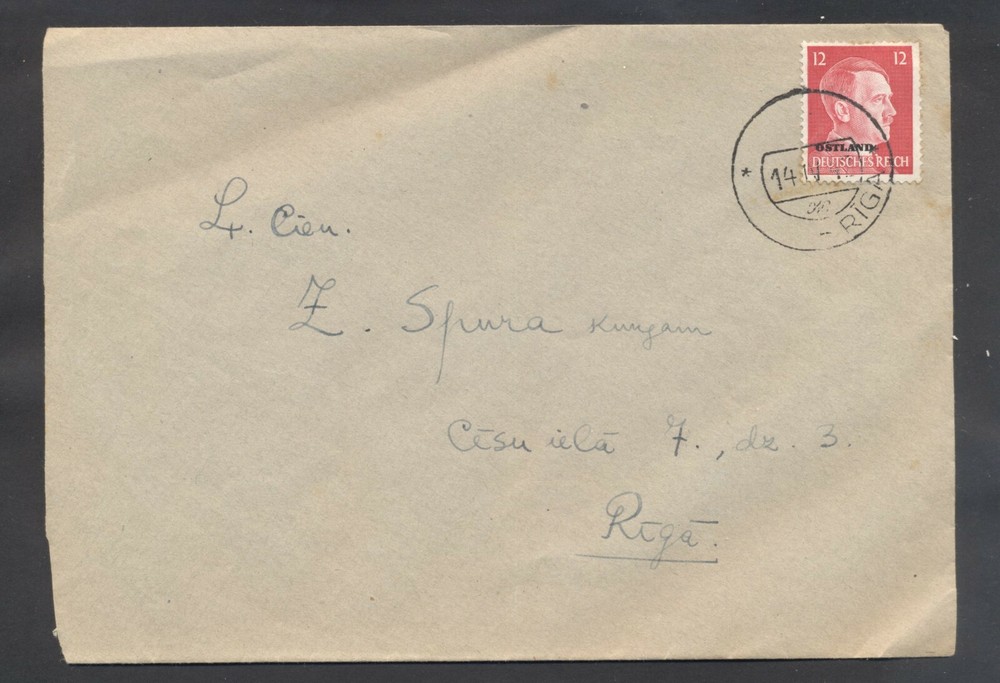 11535 Germany(Ostland),1942,cover as local post in Riga with reengraved soviet