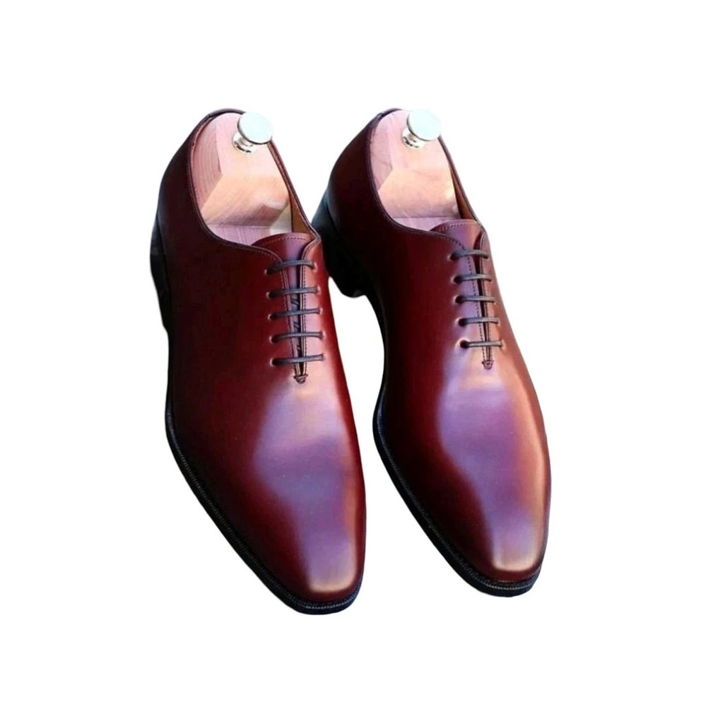 New Handmade Oxford Lace Up Genuine Leather Burgundy Dress Office Shoes For Men