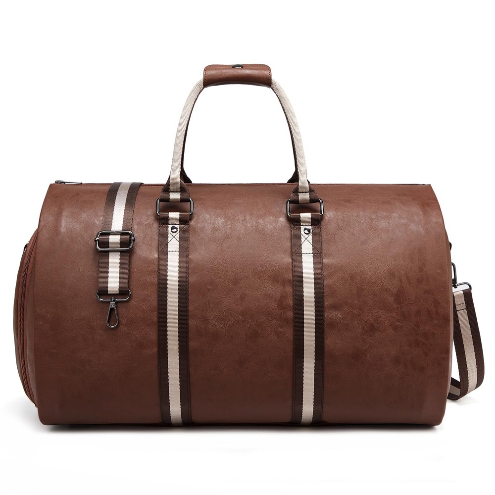 Leather Travel Garment Bag Convertible Carry-On Duffel for Suits & Clothes  