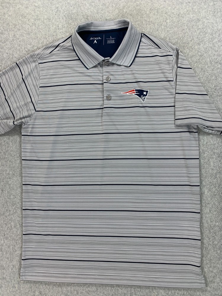 New England Patriots Antigua Sideline NFL Football Polo Shirt (Men's Large)