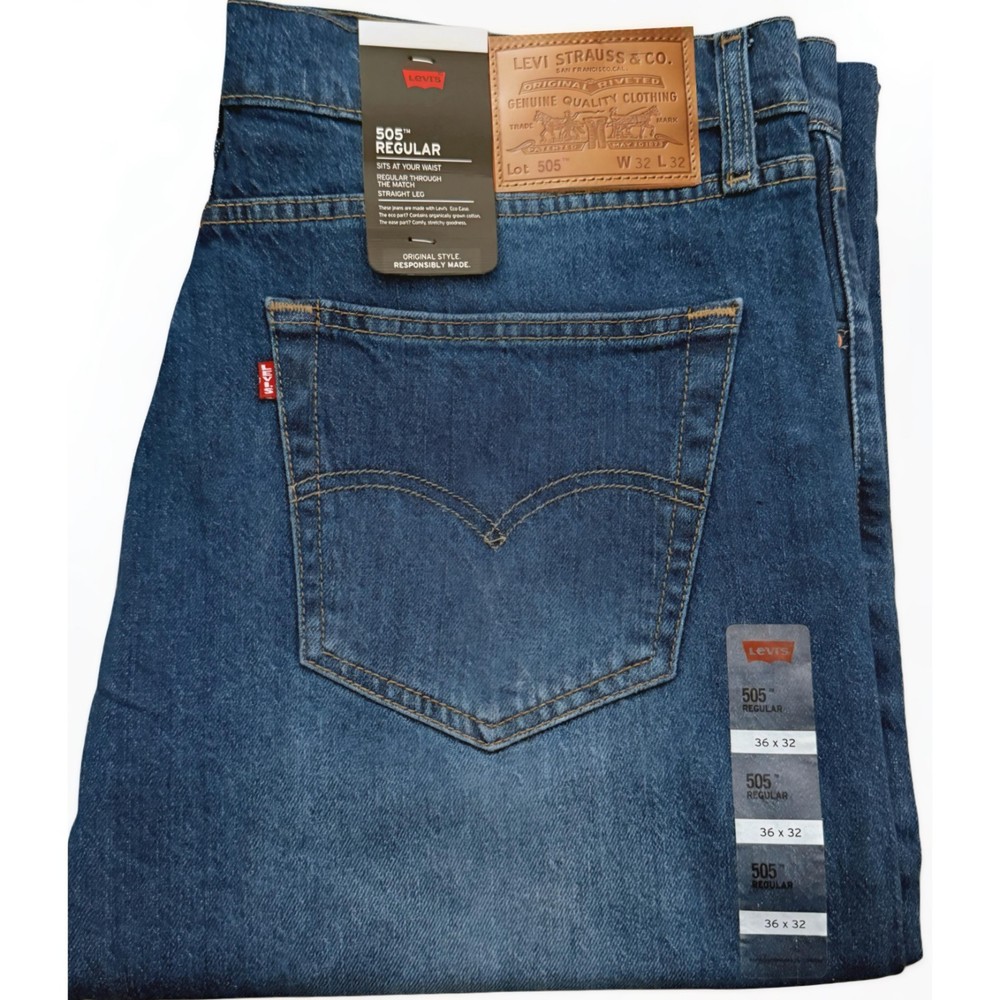 Levis 505 Mens Original Regular Straight Fit Denim Jeans Zip Fly New.
