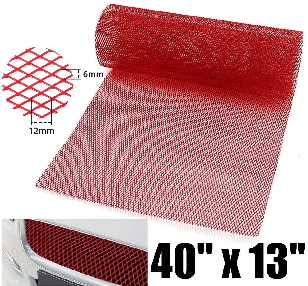 40x13” Car Grille Mesh Body Insert Bumper Universal Front Grill Mesh Red 6x12mm