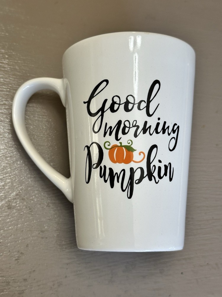 Good Morning Pumpkin Mug 13.2 oz White Ceramic Stoneware Walmart Fall Coffee