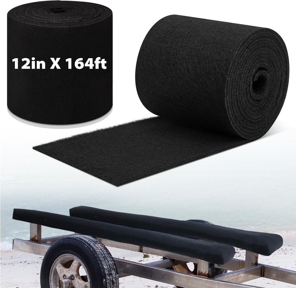Timgle 12x164 Inch Black Polyester Marine Boat Trailer Bunk Carpet