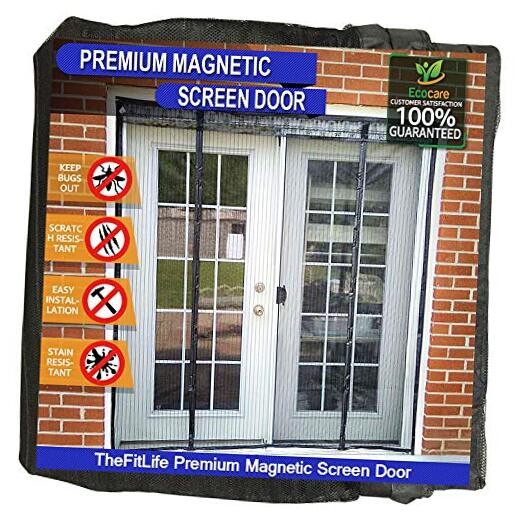 Double Door Magnetic Screen Mesh Curtain with Full Frame Hook and Loop-image