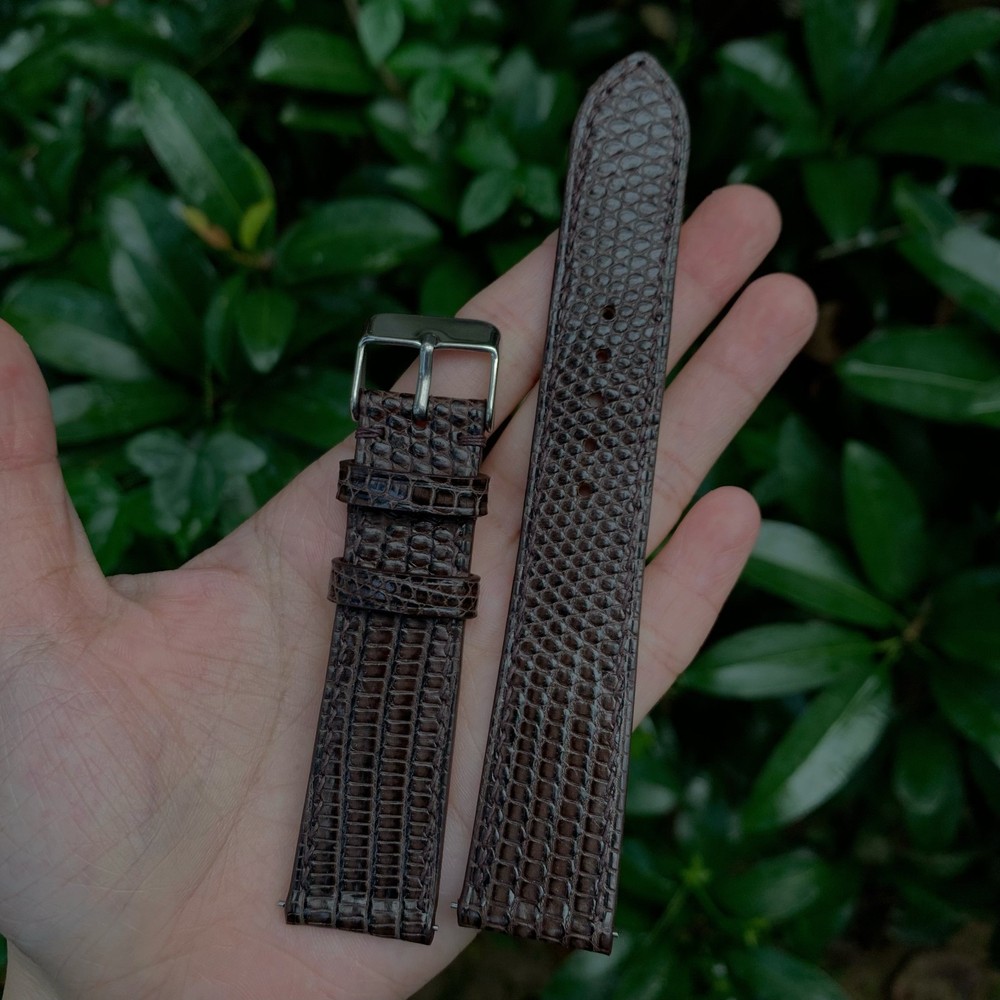 Brown Flat Lizard Leather Watch Band 22mm Genuine Lizard Watch Strap Men Classic