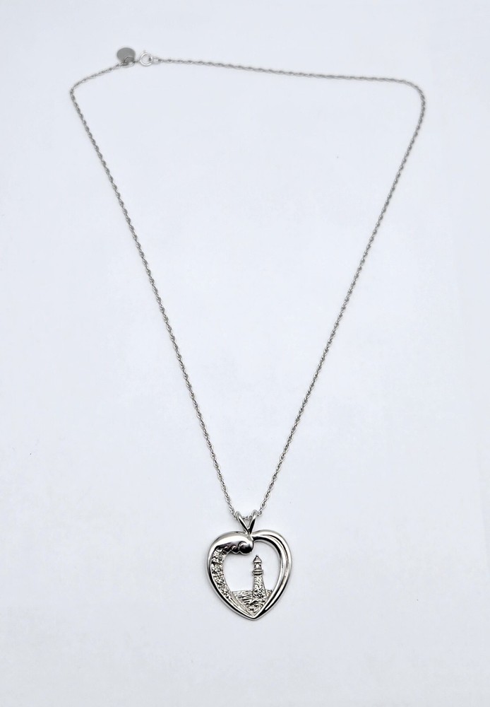 VTG Sterling Silver Lighthouse 'Faith Is My Beacon Of Hope' Chain Necklace