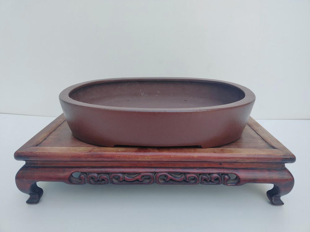 Shosen Yamaaki Tokoname Unglazed Oval Bonsai Pot 40cm 15.75in
