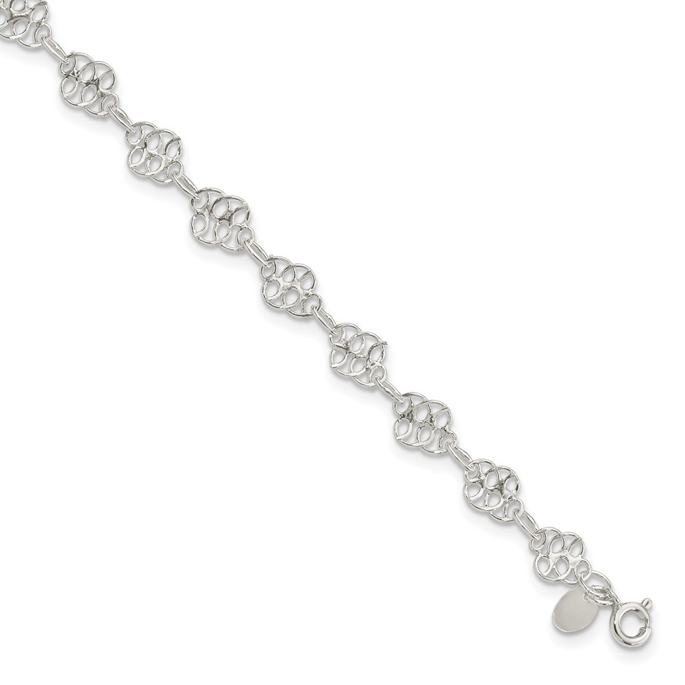 Sterling Silver Fancy Polished Anklet 10