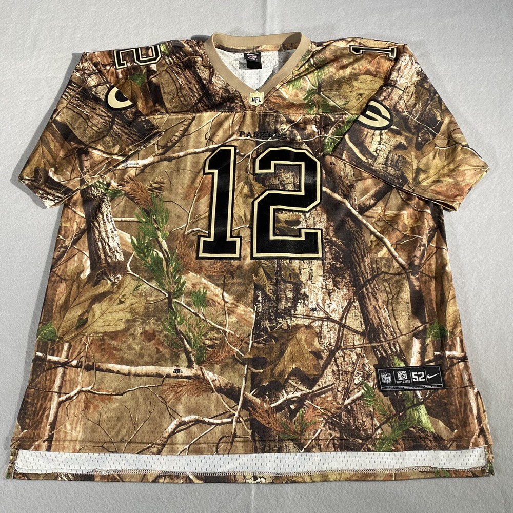 AARON RODGERS REALTREE CAMO GREEN BAY PACKERS JERSEY SZ. 52 SEWN