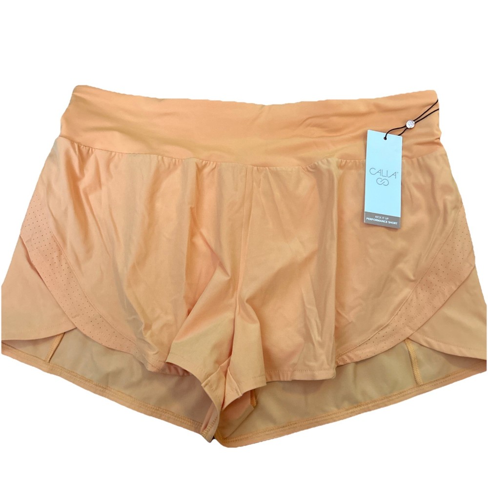 CALIA Women’s Kick It Up Mid Rise Shorts Fresh Cantaloupe Size L New