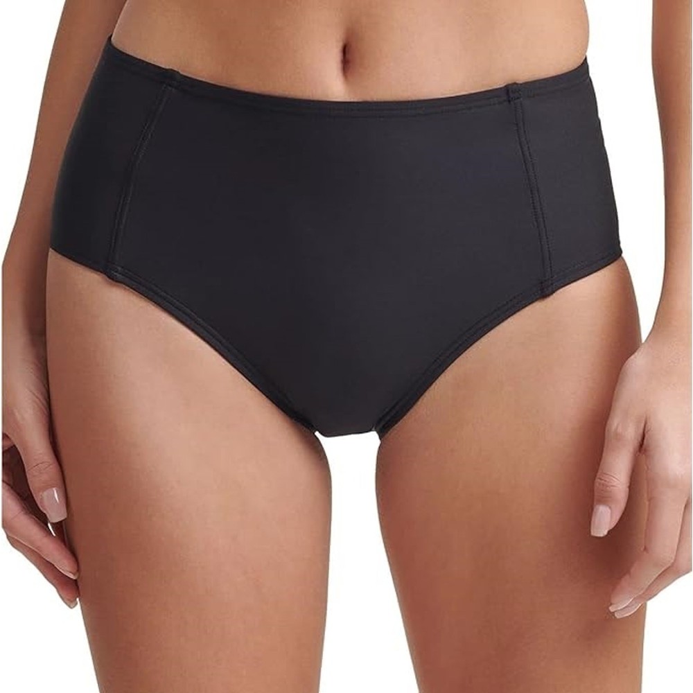 DKNY Women Solid Black Beachwear Seamed High-Waist Swim Bikini Bottoms Size XXL