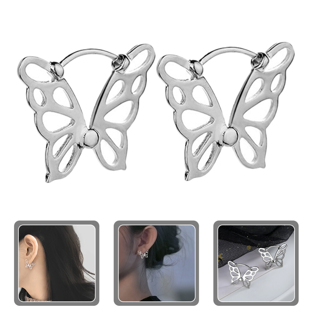 Trendy Gold Butterfly Stud Earrings with Pearl Cuff for Women