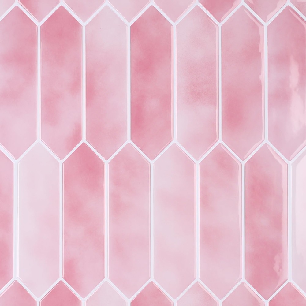 10-Sheet 12x12 Pink Hexagon Peel & Stick Kitchen Backsplash Tile