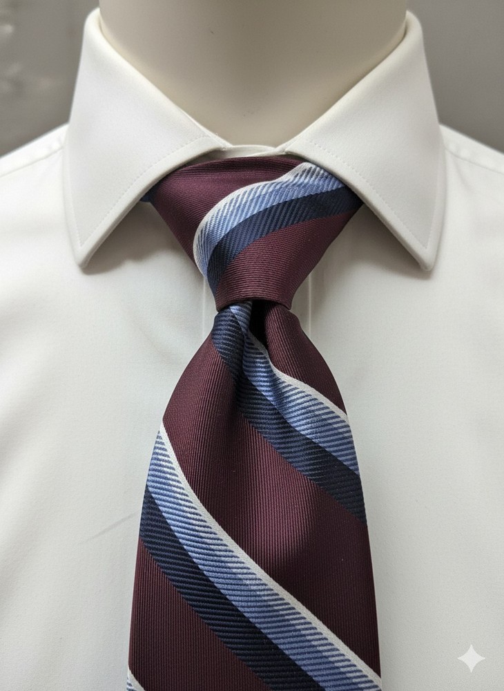 Jos. A. Bank Signature Collection Silk Tie Burgundy Blue Striped Made in Italy