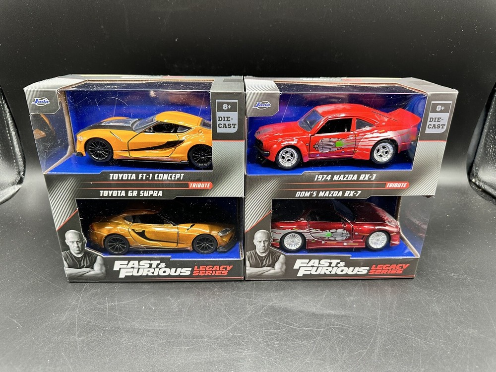 Jada Fast & Furious Legacy Series Tribute Set of 2 Dom's Rx-7 RX-3 Supra 1:32