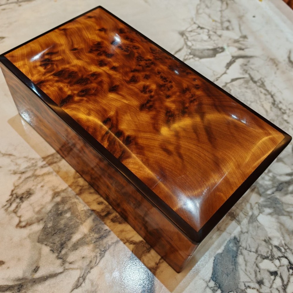 Moroccan thuya wood burl lockable jewelry box organizer