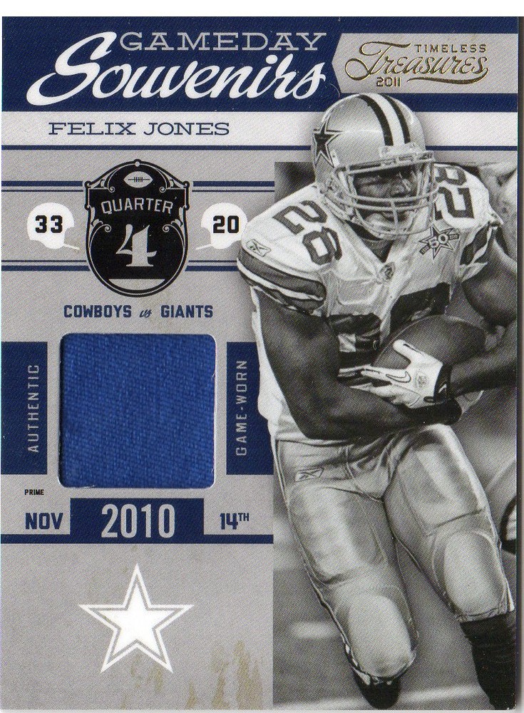 2011 Timeless Treasures Game Day Souvenirs 4th Quarter Prime Card #1 Felix Jones-image