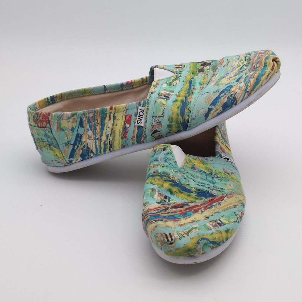 TOMS Shoes Womens Size 11 Multicolor Tyler Ramsey Art Print Canvas Slip On