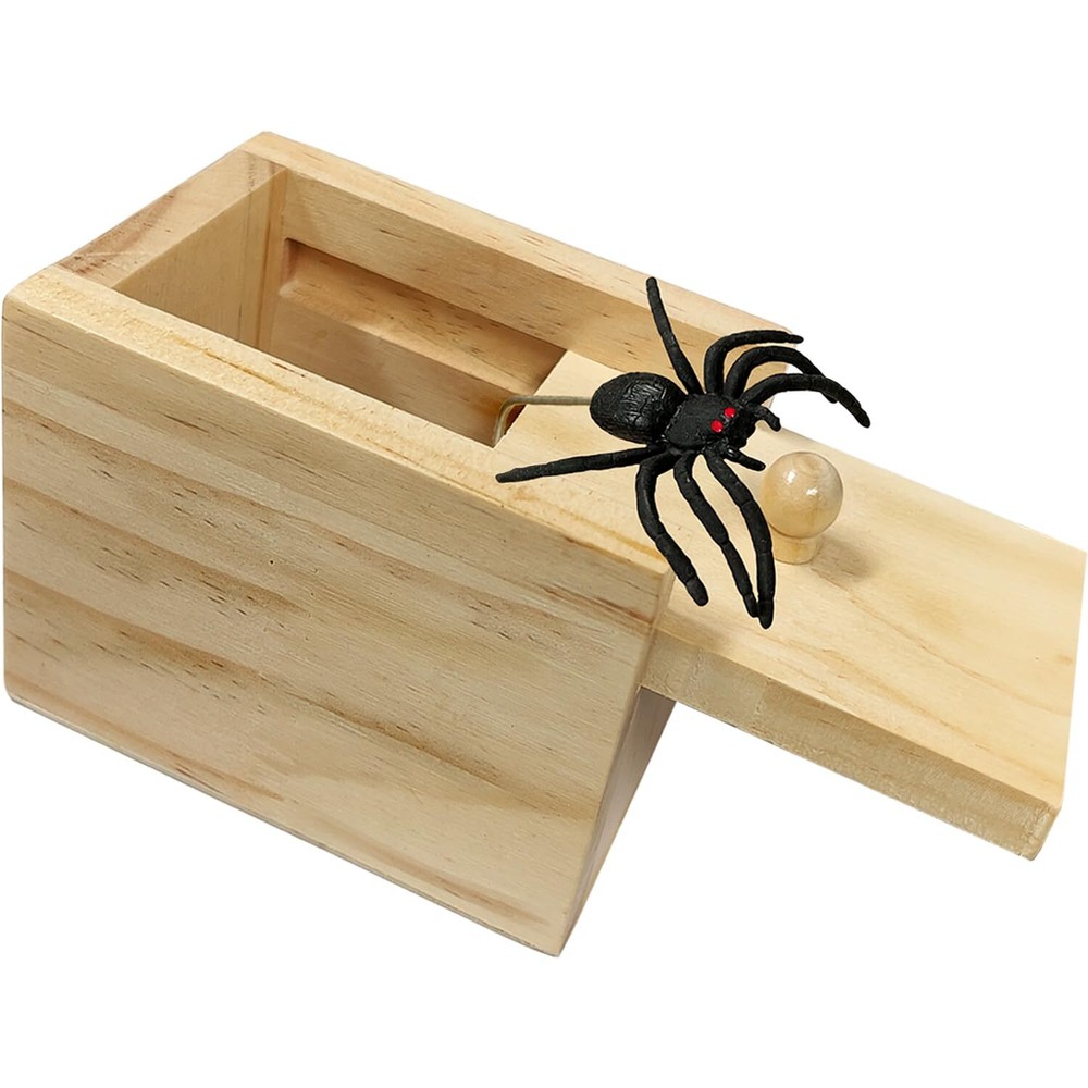 Spider Box Prank Toy Gag Gift Funny White Elephant Gifts for Adults, Wooden C...