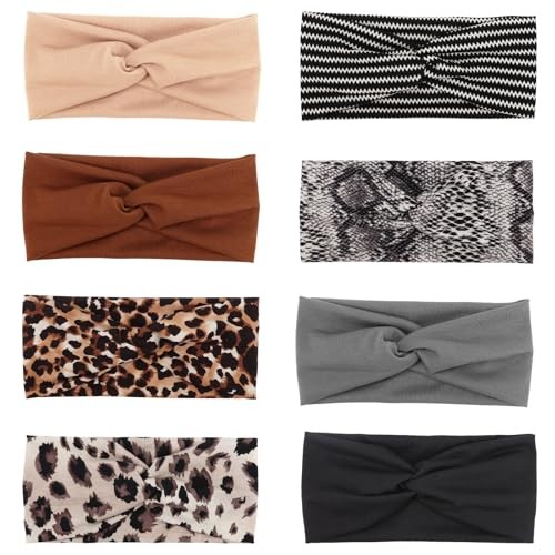 Vintage Leopard Print Headbands 8 Pack for Women Girls Fashion Leader