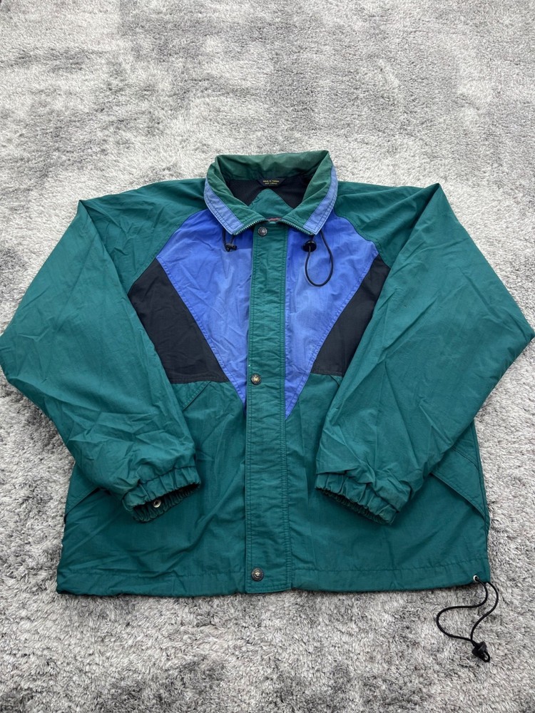 Field Stream Jacket Men Large Colorblock Nylon Full Zip Windbreaker Coat Vtg 90s