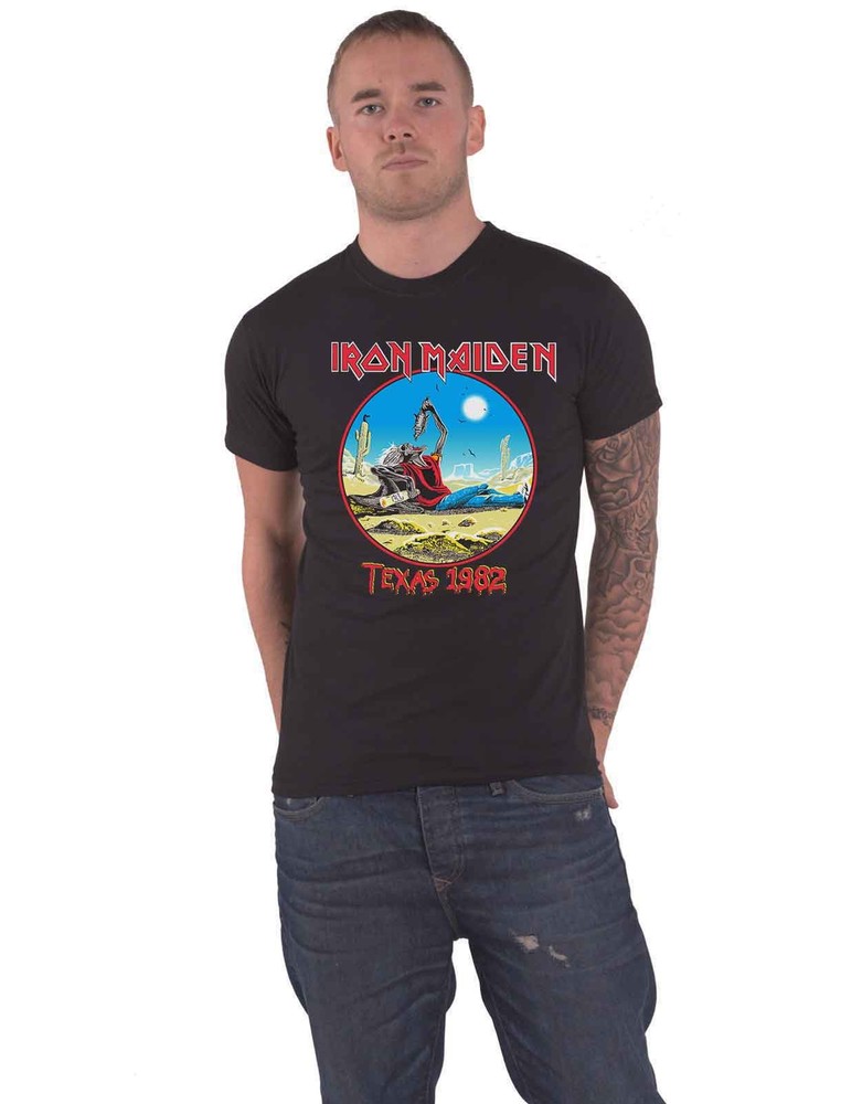 Iron Maiden The Beast Tames Texas 1982 Tour Official Mens Black T-Shirt Size