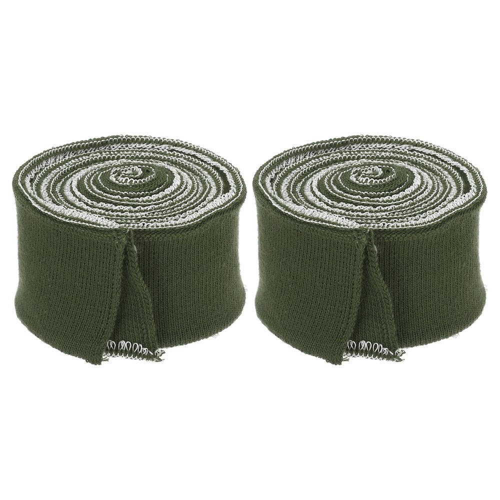 2Pcs 1.5 Inch x 2.6ft Elastic Cuffs Knitted Ribbed Cotton Fabric Army Green
