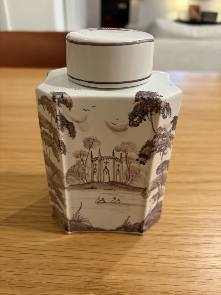 Deborah Sears ISIS Ceramics – Hand Painted Highgrove Landscape Tea Caddy - Rare