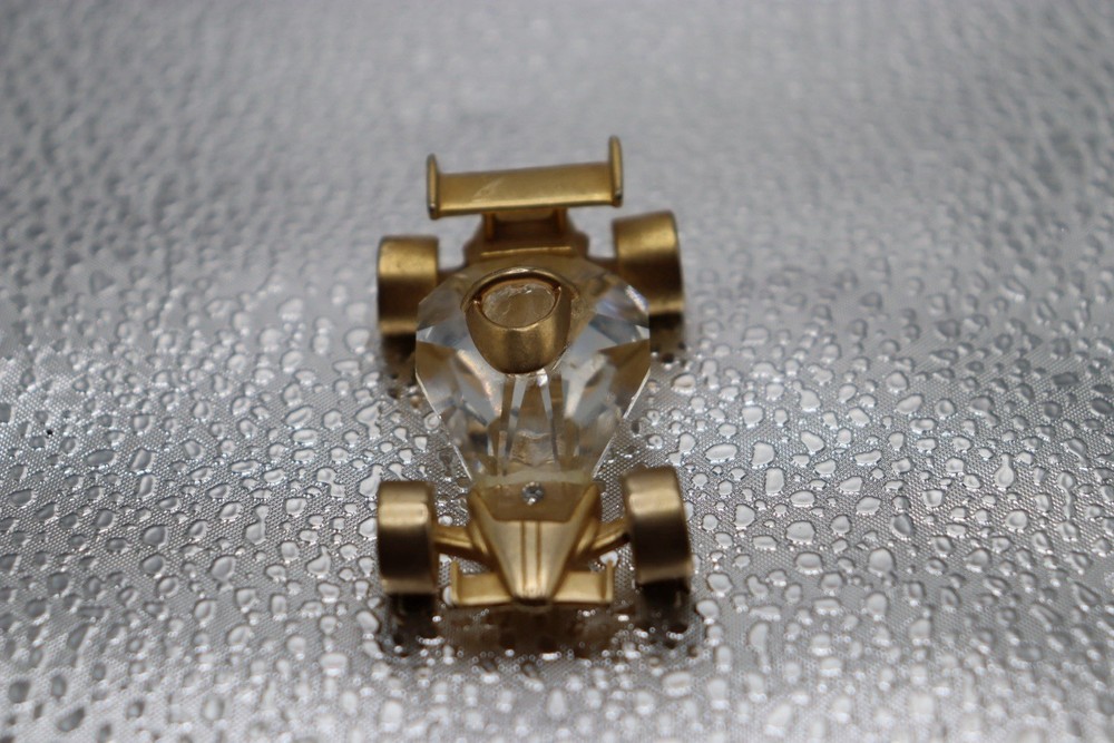 1988 Crystal De Lites by Manon RACE CAR F1 Gold Tone Figurine  Austrian Crystal