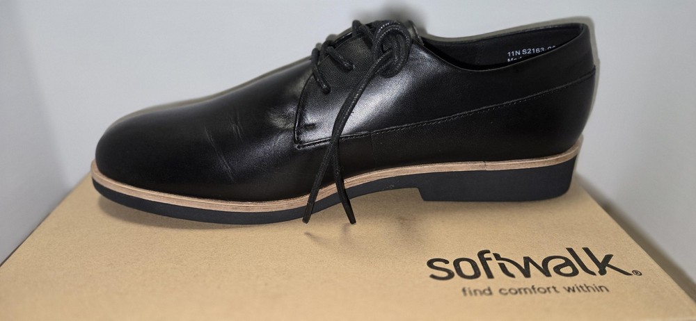 SoftWalk Whitby Shoes Mens Size 11 Black Lace Up Oxford Comfort Casual S2163-001