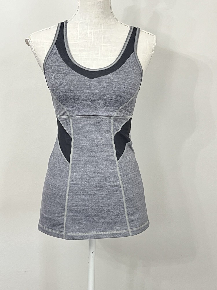 Lululemon Women Tank Top Size 6 Strap It Like It's Hot Tank Gray Black