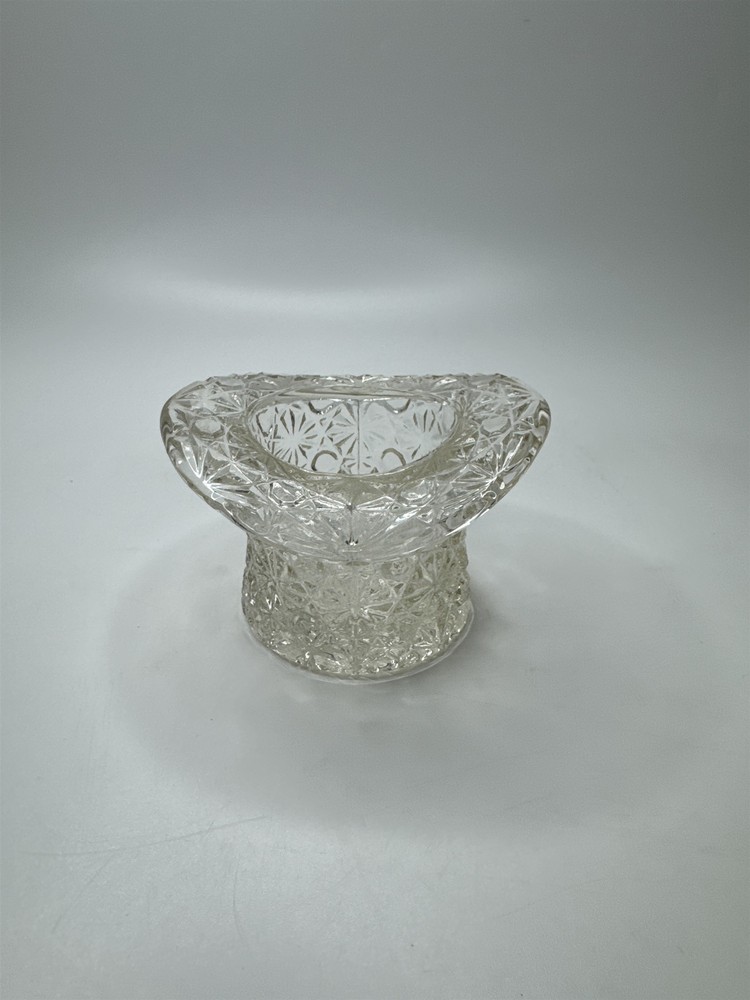 Vintage Clear Glass Daisy and Buttons Top Hat Dish or Mini Planter