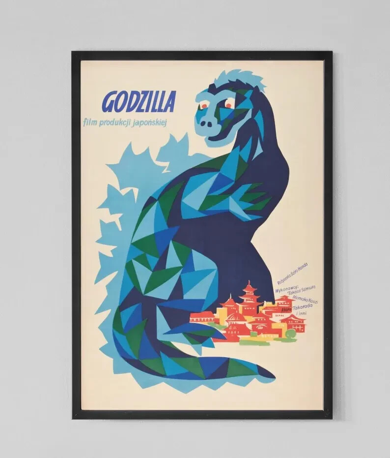 1957 Godzilla Vintage Movie Poster – Midcentury Modern Retro Film Art  